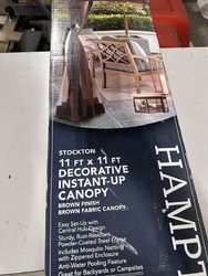 Hampton Bay Stockton Brown Outdoor Patio Pop-Up Canopy with Netting