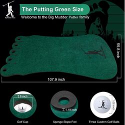 BIG MUDDER PUTTER Putting Green Indoor- Mat for Golf Training Practice, Foot Shaped with 5 Holes, Go